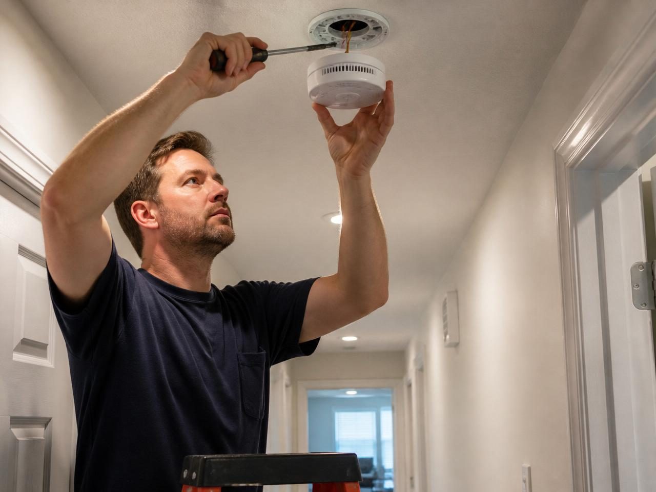 Licensed electrician working on a residential project in Fairfield, ME